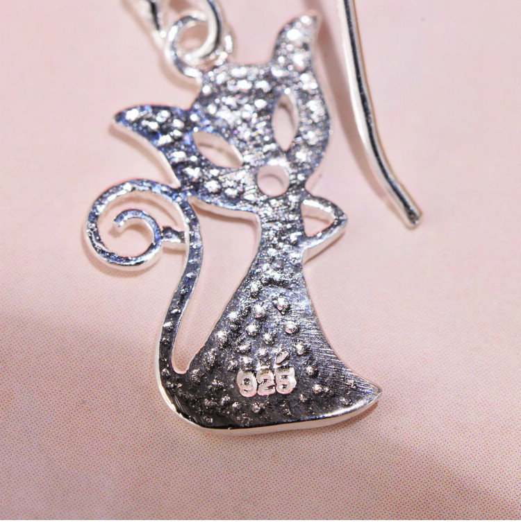 S925 Sterling Silver Simple And Stylish Personality Small Animal Cat Earrings