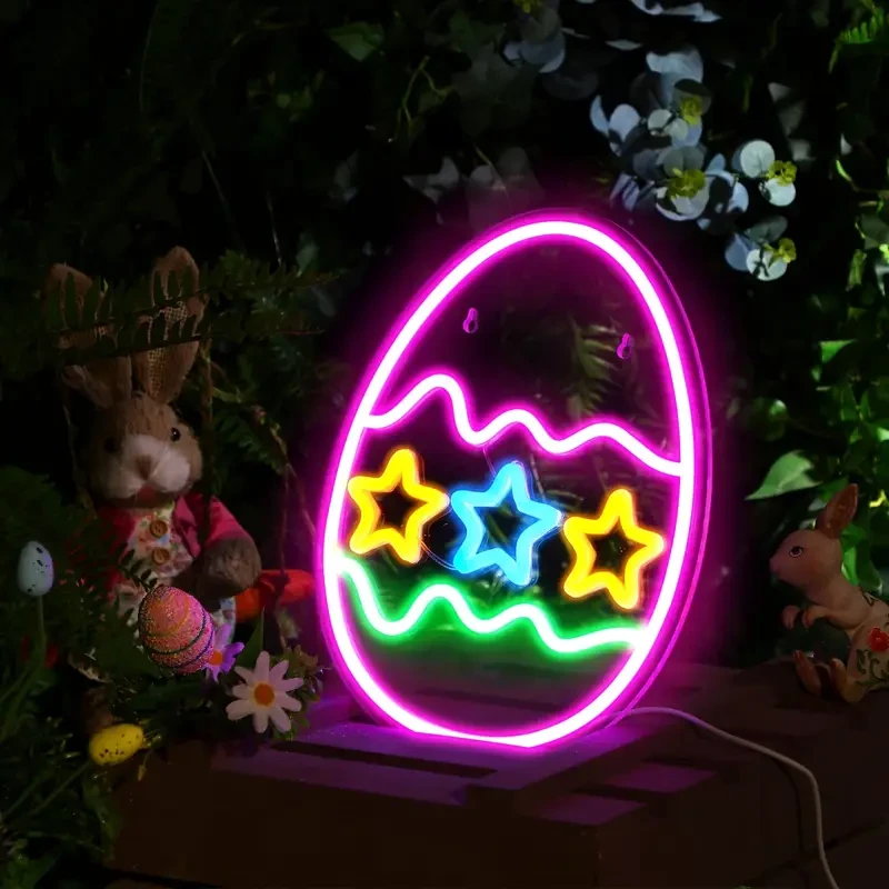 Neon Easter Egg Sign - LED Light Up Decorative Plaque