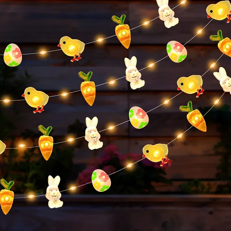 Easter 1pc Chicken Rabbit Egg Carrot String Lights