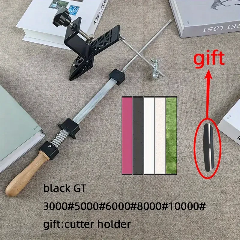 Black GT Kitchen Tool Accessories Fixed Angle Sharpener with Fine Sharpening Stone