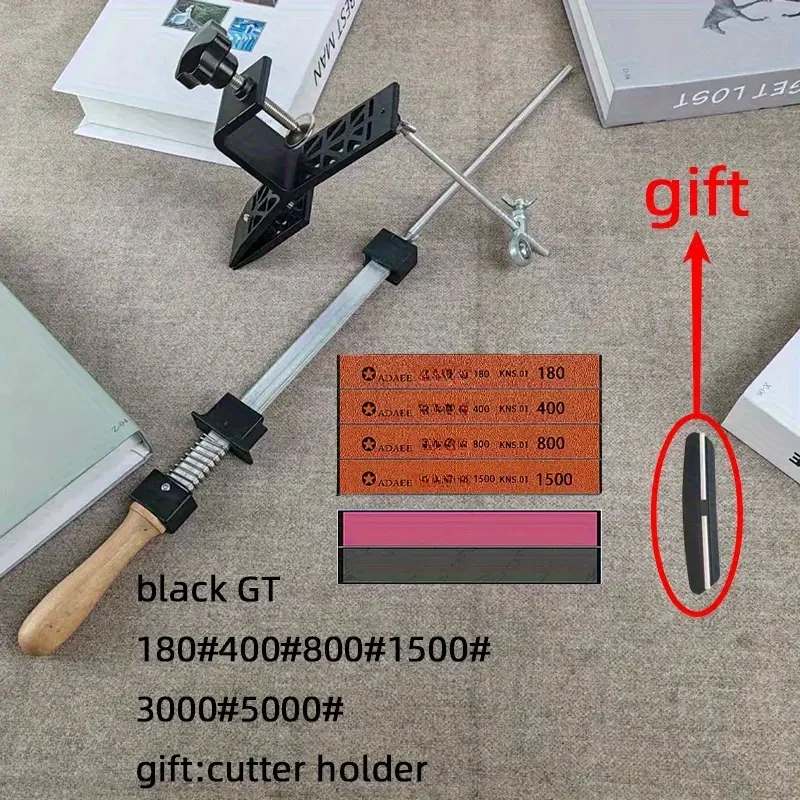Black GT Kitchen Tool Accessories Fixed Angle Sharpener with Fine Sharpening Stone