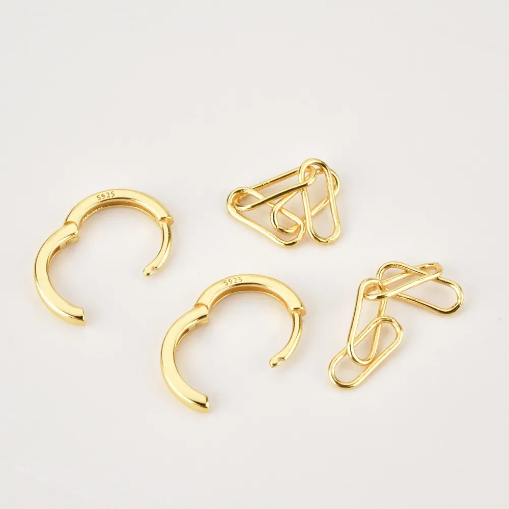 New S925 Sterling Silver Rectangular Chain Long Chain Earrings