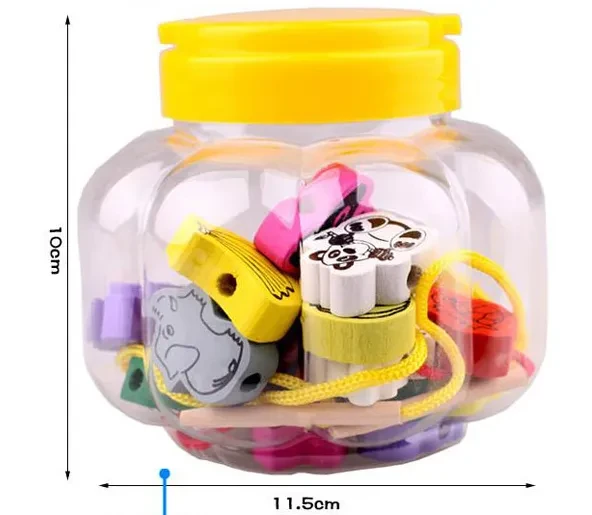 Children's Educational Toy Wooden Beaded Colored Animal Shape Cartoon Beaded Toy