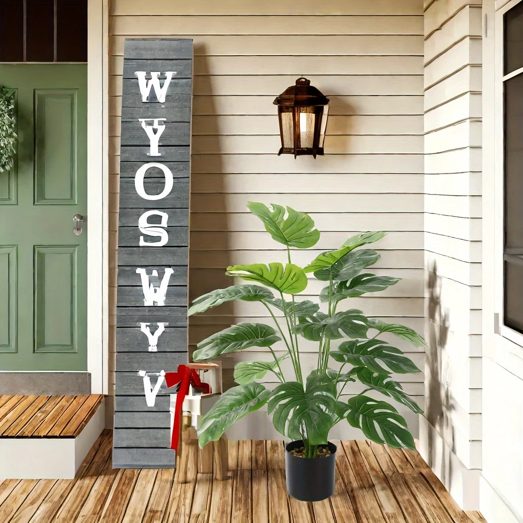 29.53" Faux Monstera Plant with Pot - Lifelike Turtle Leaf Greenery for Indoor/Outdoor Decor