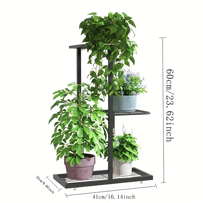 Classic European Style Multi-Tier Metal Plant Stand - Rustproof, Indoor Flower Rack for Living Room & Balcony, Geometric Design with White Finish, Includes Multiple Components, Living Room Decor | Decorative Plant Rack | Rustproof Construction, Artificial