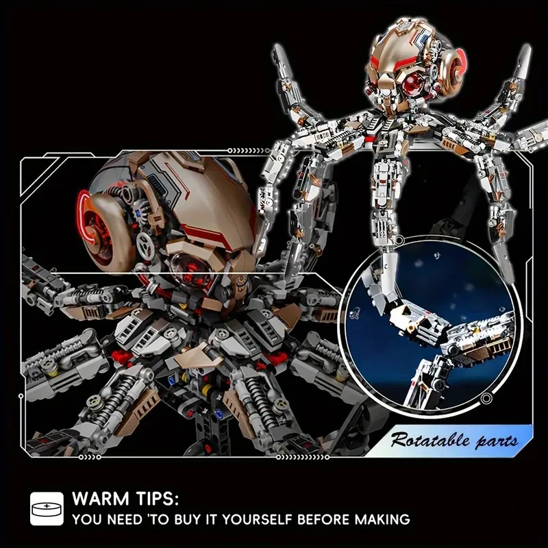 1768pcs Mechanical Octopus MOC Creative Assemble Bricks Educational Plastic Building Block Set