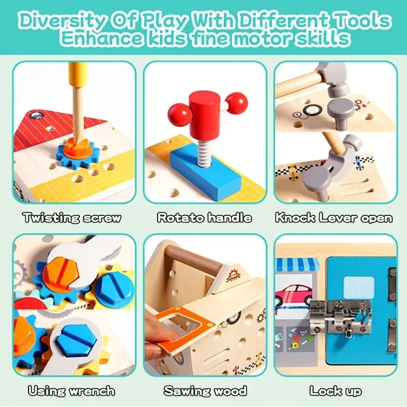 Wooden Youngsters's Tool Box with Box/Workbench/Tool House