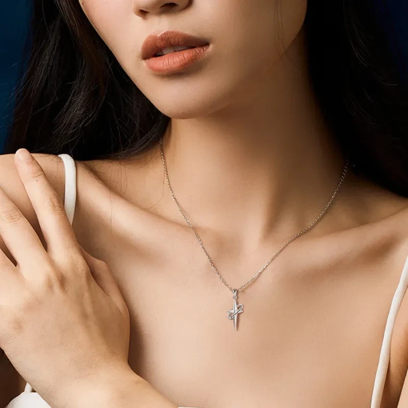 Men's Simple Asterism Cross Pendant Necklace