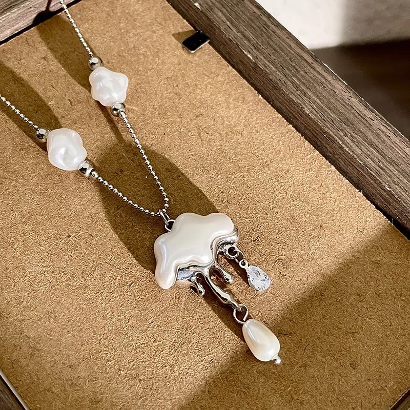 Cloud Water Drop Zircon Pendant Necklace