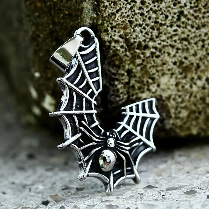 Stainless Steel Spider Web Necklace Pendant