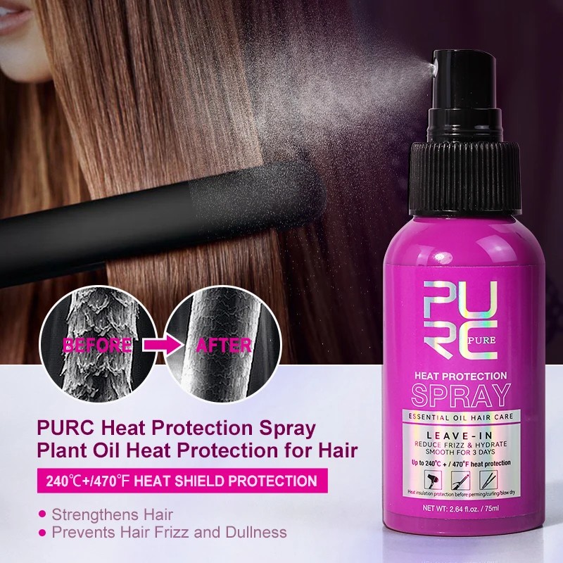 PURC Argan Oil Heat Protection Spray  Smoothing Treatment to Prevent Frizz and Dryness