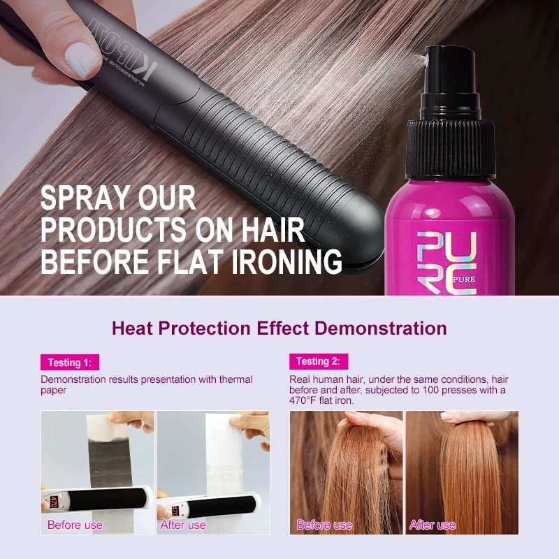 PURC Argan Oil Heat Protection Spray  Smoothing Treatment to Prevent Frizz and Dryness
