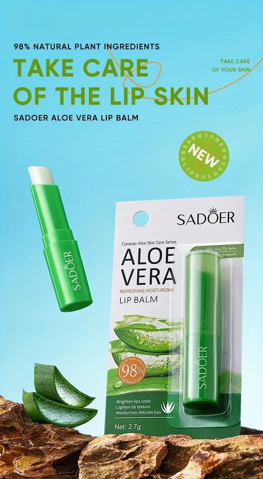 Lip Aloe Balm  Nourishing, Hydrating, and Moisturizing Lip Care for Preventing Cracking and Repairing Dry Lips