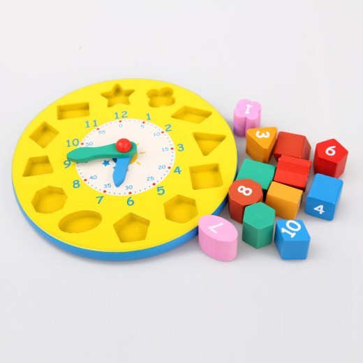 Shape Number Clock Teaching Aids Wooden