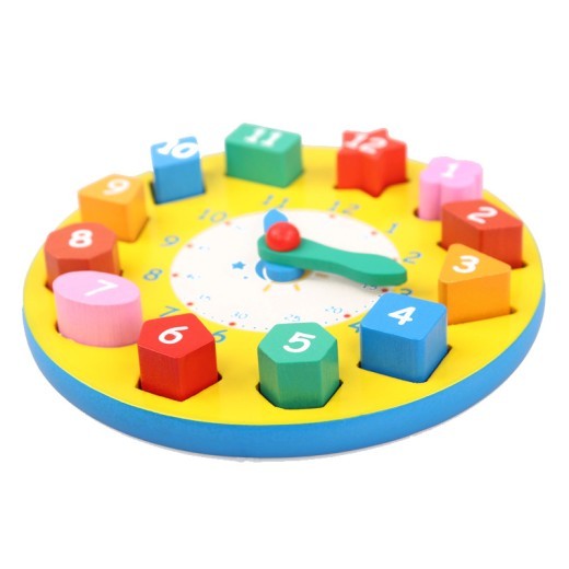 Shape Number Clock Teaching Aids Wooden