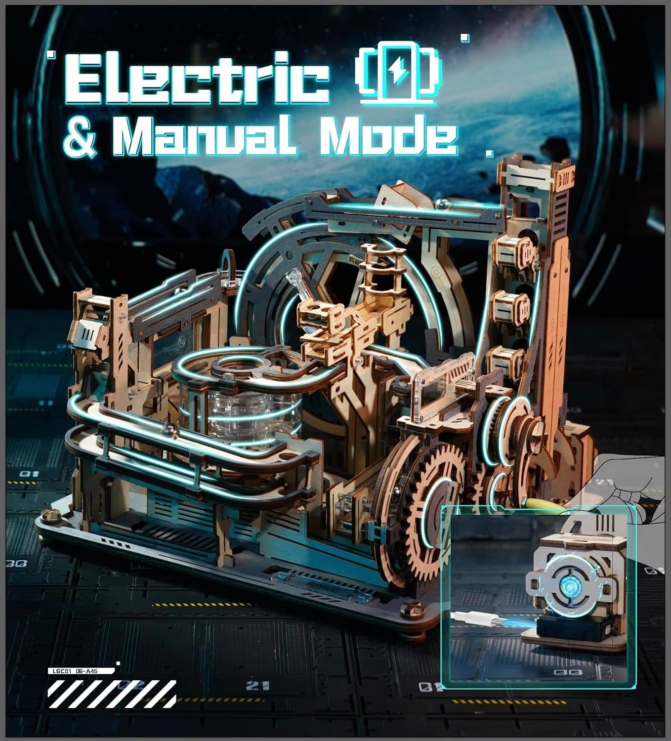 ROKR Marble Spaceport Marble Run 3D Wooden Puzzle LGC01