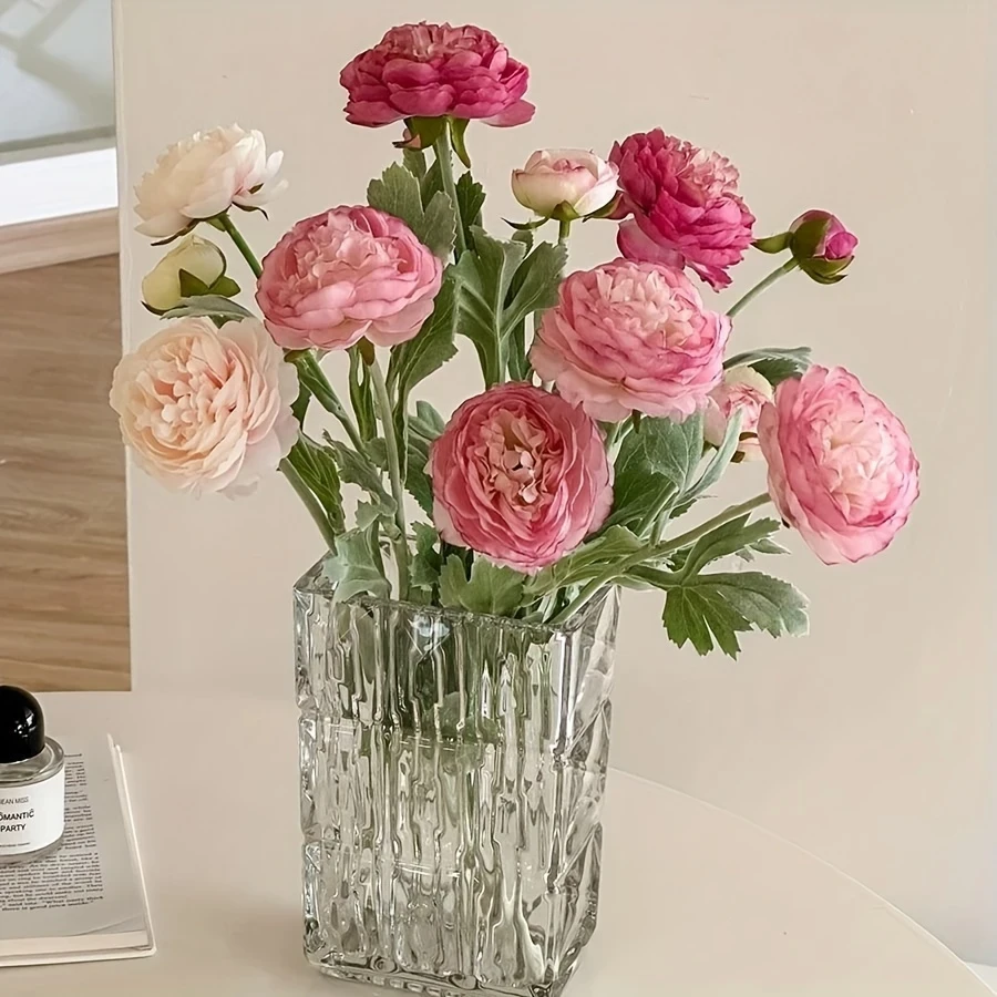 4pcs Premium Artificial Austin Rose Bouquets with Stems - Realistic Flower Arrangement for Wedding, Birthday, Bridal Shower, Garden Display, Home Decor