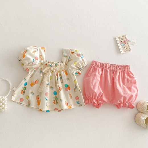 Girls Super Cute Suit Summer 0-5 Years Old Baby Girl Two-piece Suit