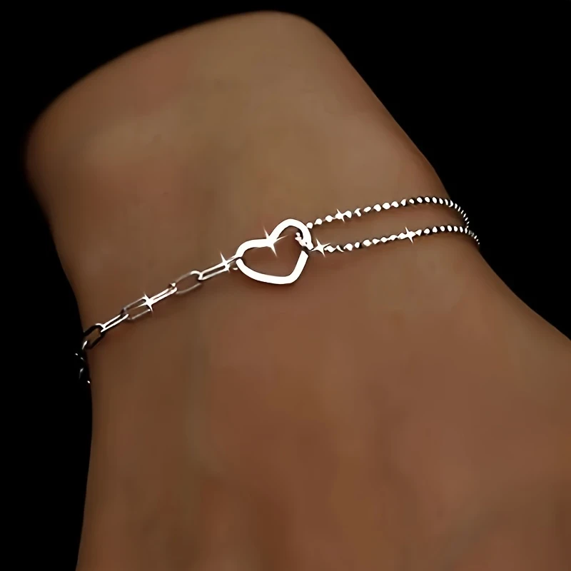 Elegant 925 Sterling Silver Plated Link Bracelet - Perfect for Casual Attire and Special Occasions