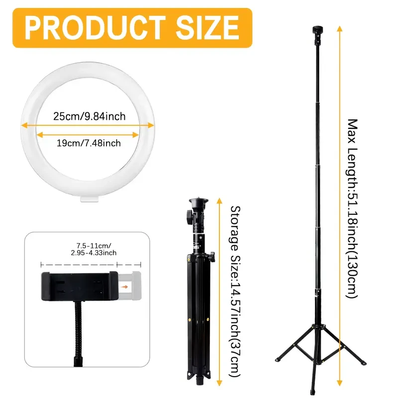 ZOMEI 10-Inch LED Selfie Ring Light with Adjustable Tripod