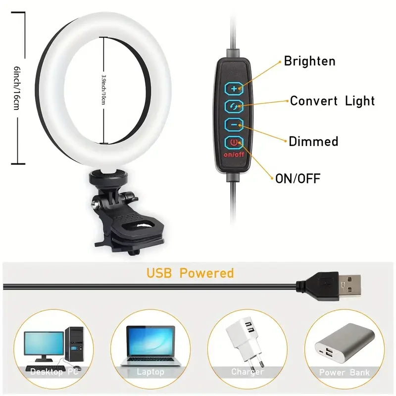 ZOMEI 6-inch Dimmable LED Selfie Ring Light