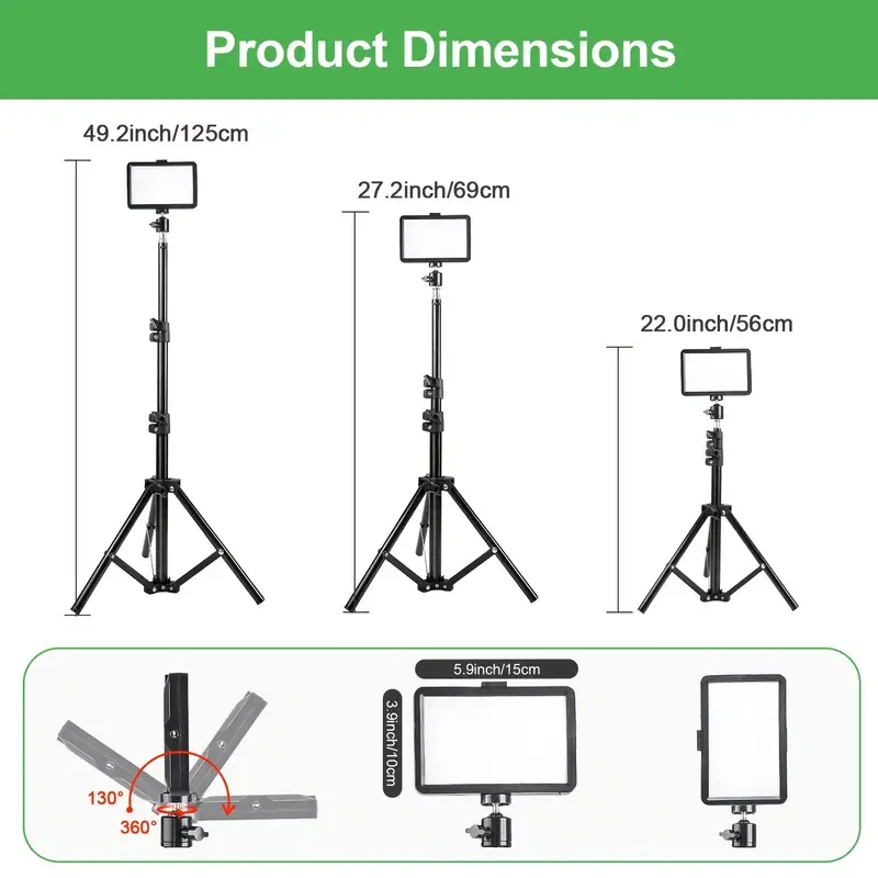 CRI 97 Dimmable LED Selfie Light with Adjustable Stand