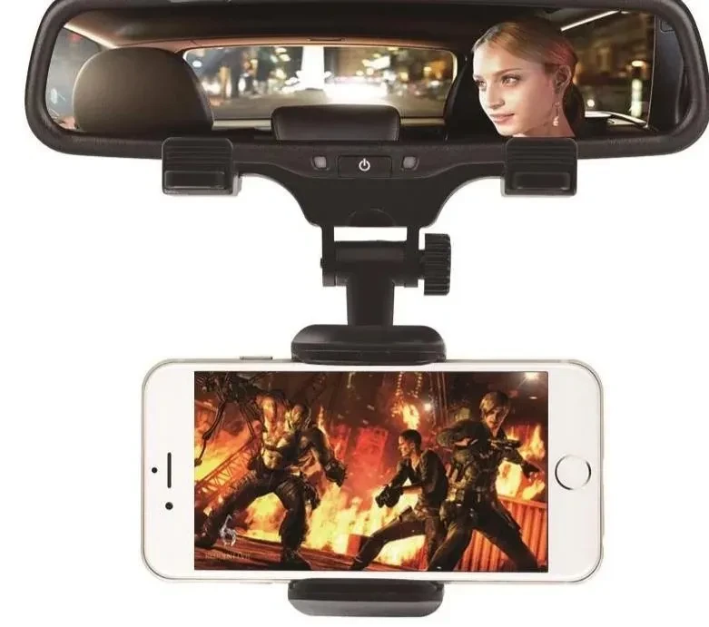 Car Rearview Mirror Hooked Phone Holder Bracket Flexible Extended Stand