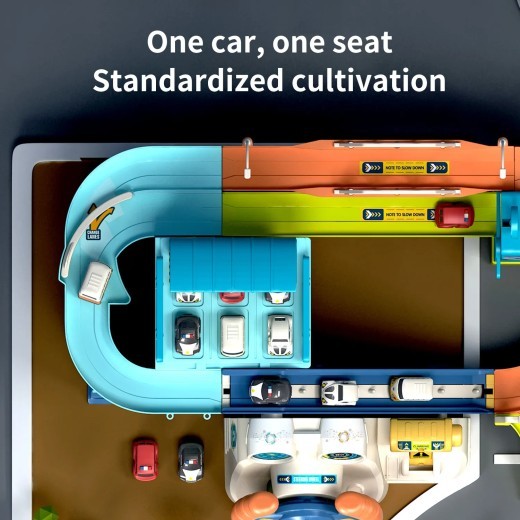 Children's Adventure Steering Wheel Car Building Parking Lot Intelligence Brain Rail Car