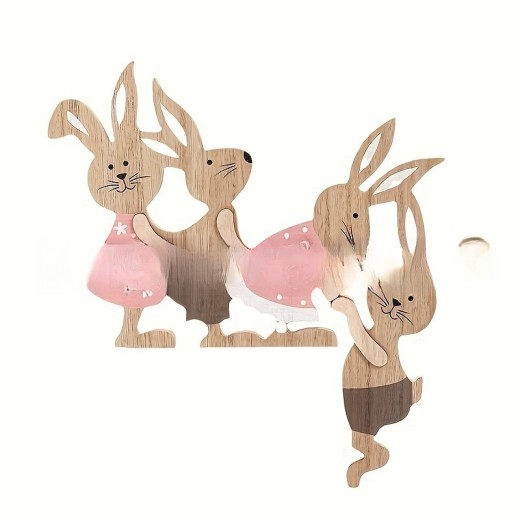 Easter Home Decoration Painted Seesaw Rabbit Wooden Door Frame
