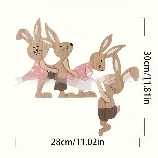 Easter Home Decoration Painted Seesaw Rabbit Wooden Door Frame