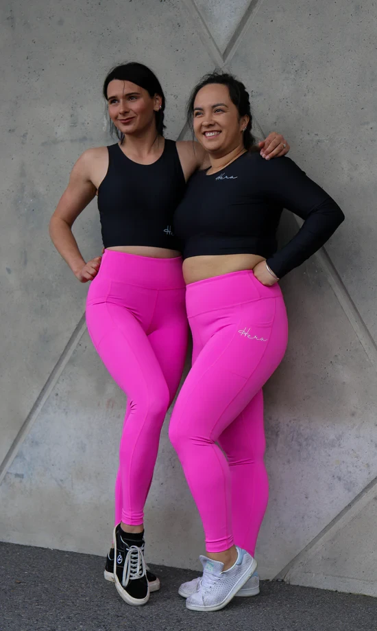Short Girl Premium Monarch Leggings - Vibrant Pink