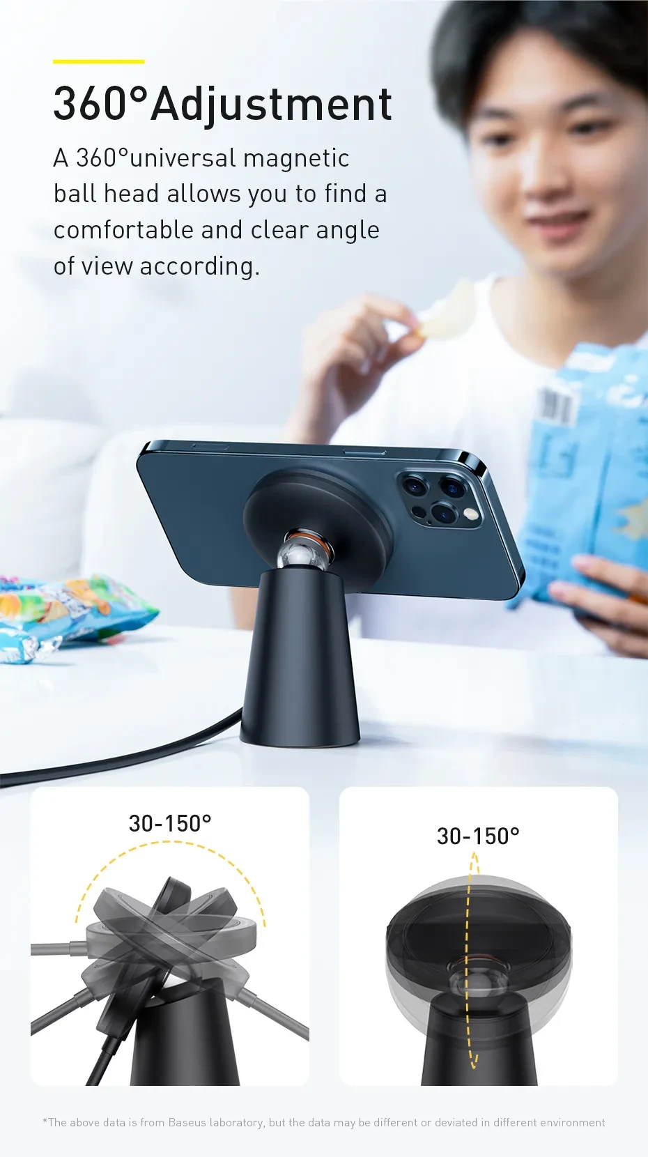 Simple Magnetic Stand Wireless Charger Black