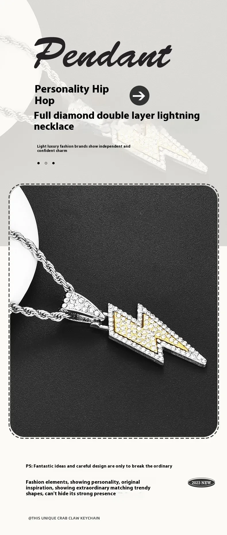 Hip Hop Accessories Double Layer Lightning Necklace