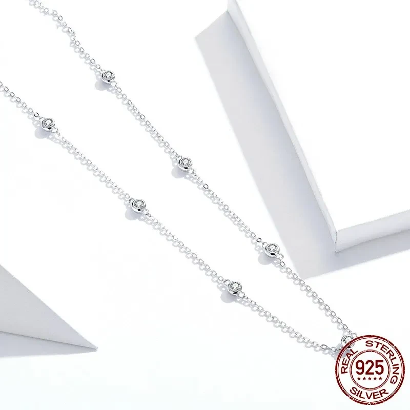 Simple Zircon Necklace Platinum Plated Fashion