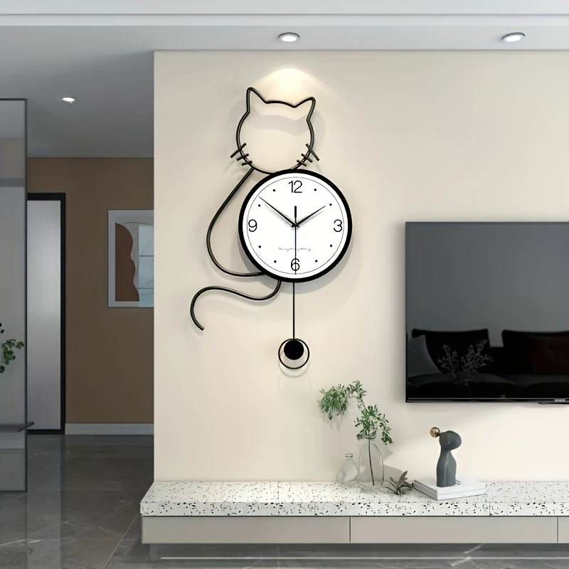 Creative Cat Wall Clock  Nordic Minimalist Silent Design, Perfect for Home and Office Decoration, Ideal Holiday Gift Choice