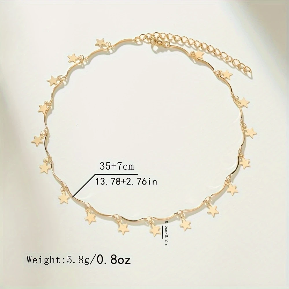 Elegant Style Star Pendant Curved Handmade Necklace  Alloy Clavicle Chain, Perfect for Daily Wear, Parties, and Gifts for Women