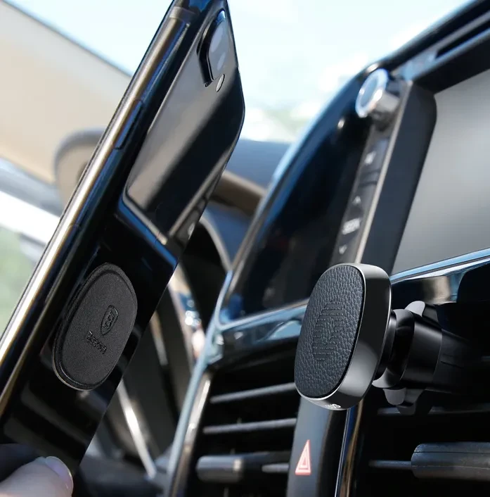 Car Air Outlet, Mobile Phone Holder, Magnetic Car Holder, Leather Type