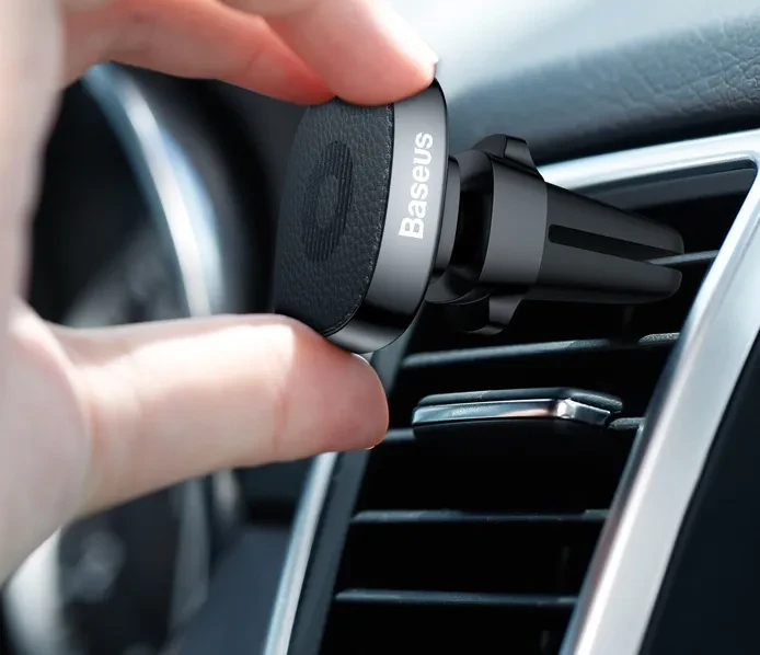 Car Air Outlet, Mobile Phone Holder, Magnetic Car Holder, Leather Type