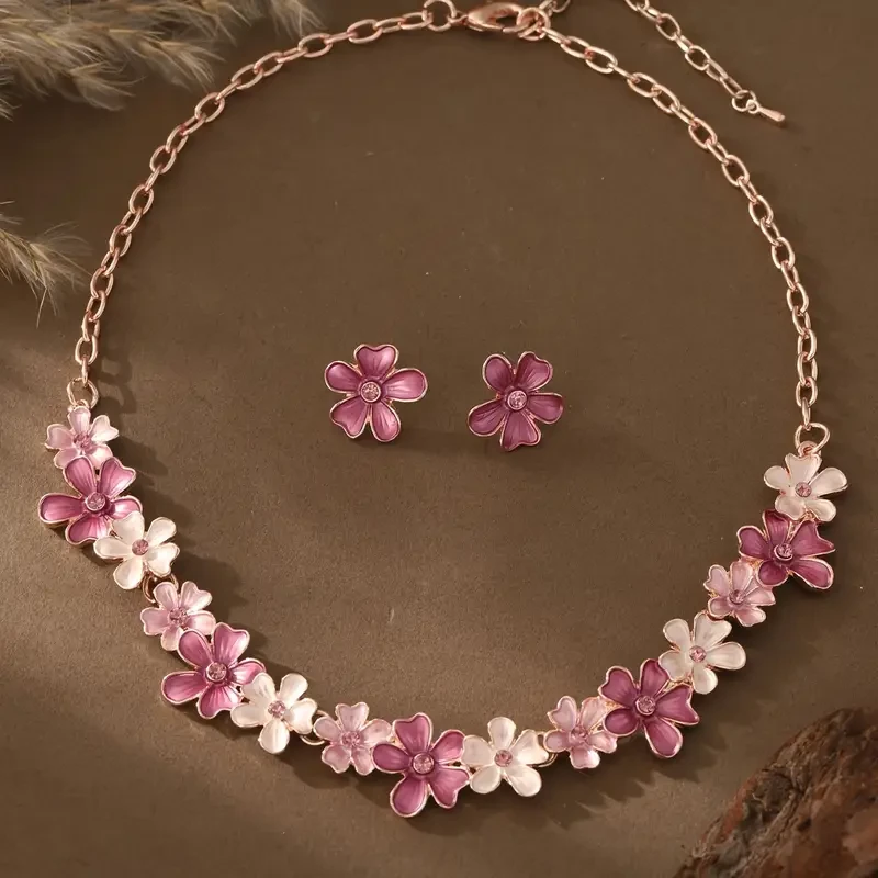 A Jewelry Set for Women Featuring a Pair of Earrings And a Necklace