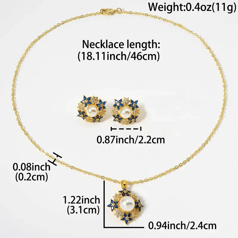 One Necklace Pendant + One Pair of Earrings Women's Wedding Jewelry Set