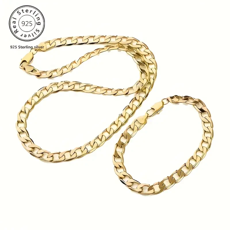 Elegant 18K Gold-Plated Cuban Chain Set for Women