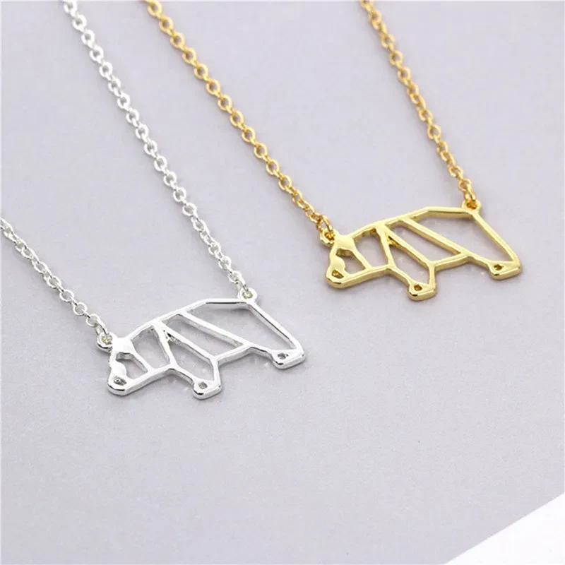 Geometric Polar Bear Outline Panda Bear Animal Necklace