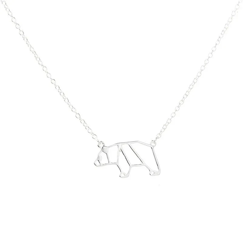 Geometric Polar Bear Outline Panda Bear Animal Necklace