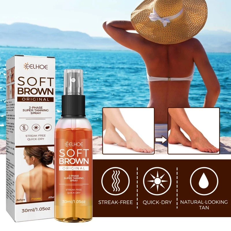 Self Spray Tan Natural Tanning Oil Mousse  Gradual Face and Body Moisturizer, Quick Dry, 30ml