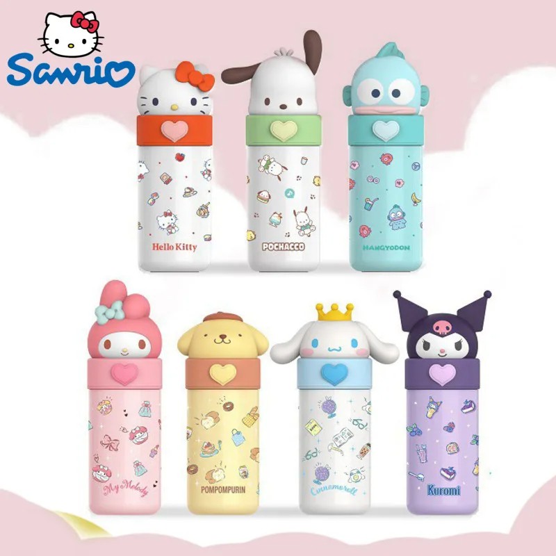 Sanrio Hello Kitty Water Cup 350ML  Kawaii My Melody Thermos Cup, Anime Cartoon Kuromi Juice Cup, Insulated Water Bottle for Kids