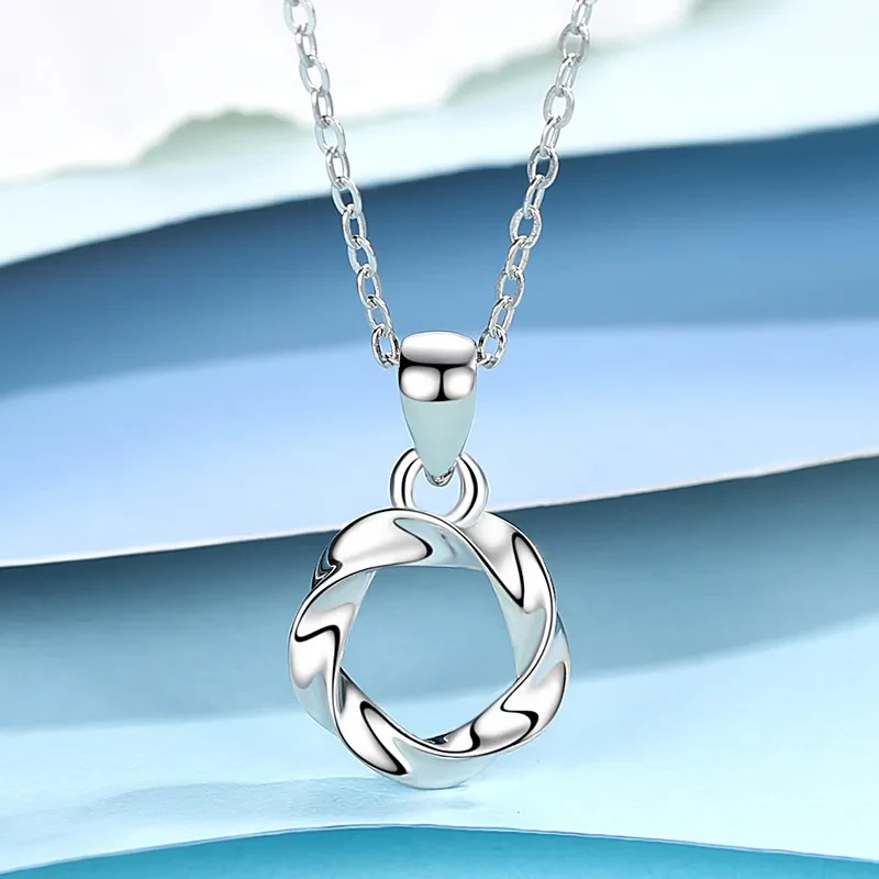 S925 Sterling Silver Mobius Ring Pendant