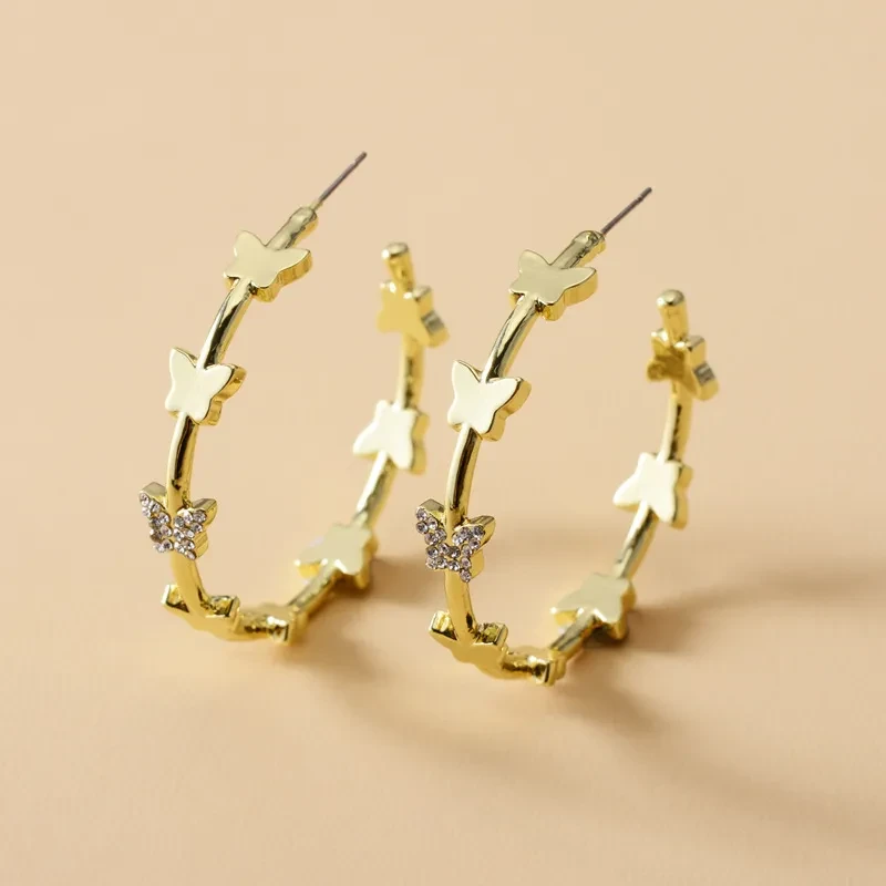 Crystal butterfly Big Circle Earrings