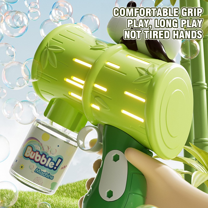 10-Hole Panda Bubble Gun - Automatic Handheld Bubble Blower with Lights