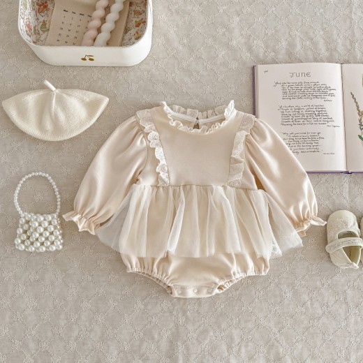 Baby Trendy Mesh Princess Baby's Gown
