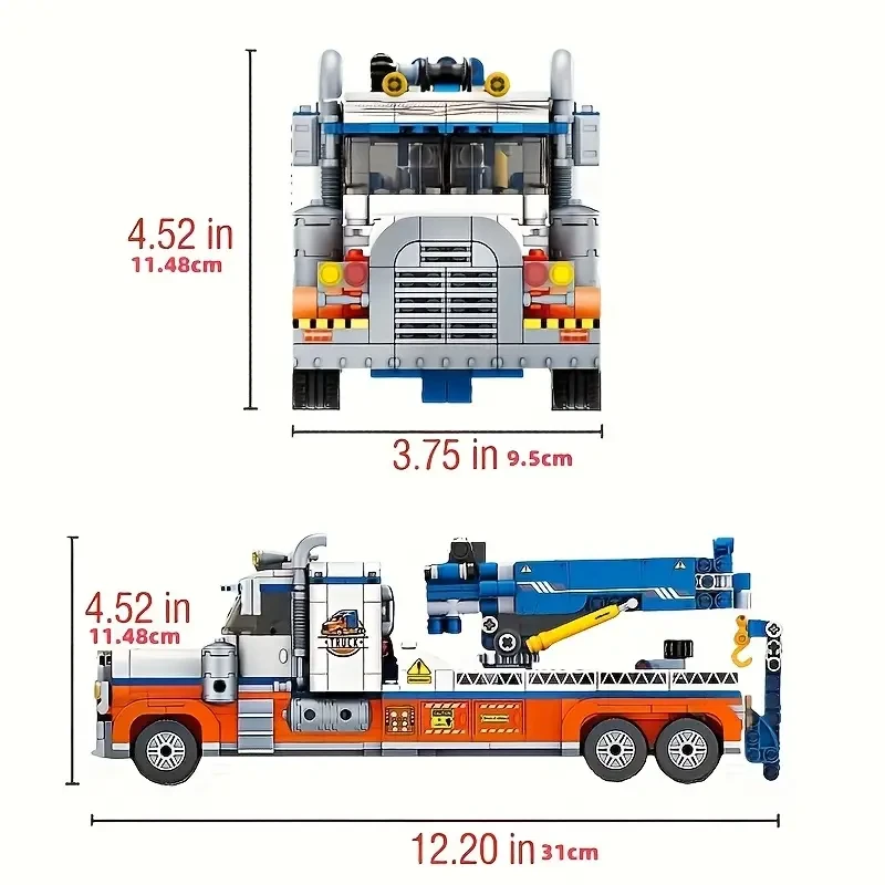 1000pcs Mixed Color ABS Building Blocks Set - City Engineering Truck with Crane